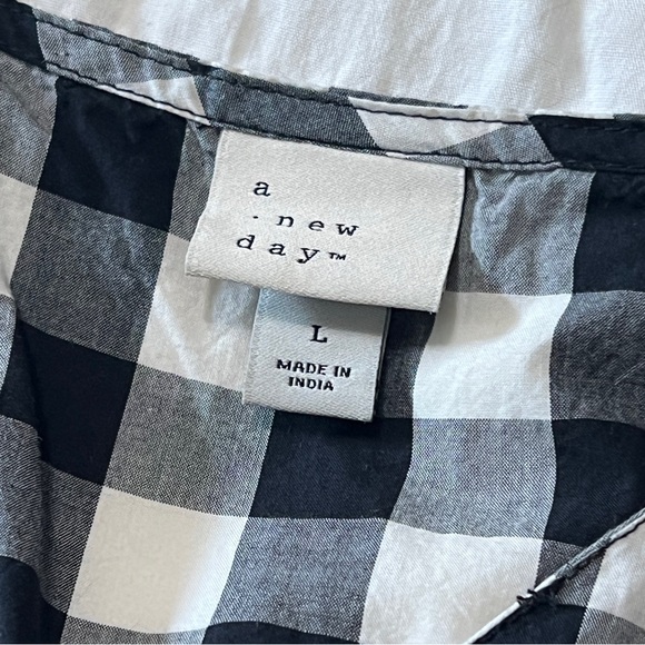 A New Day Gingham Puff Sleeve Blouse L - Picture 5 of 8